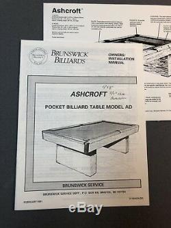 Table De Billard Brunswick Ashcroft Retour De Balle D'ardoise Gully Ping-pong 8 1990 Pickup