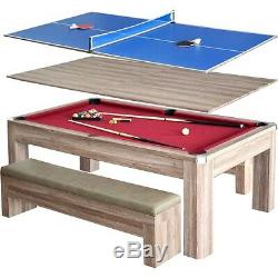 Table De Billard Ensemble De Table De Ping-pong Avec Bancs, Accessoires Et Rangements Dissimulés