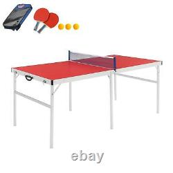 Table Pliable De Tennis De Table Table Extérieure / Intérieure Ping Pong Table Avec Raquettes Net Rouge