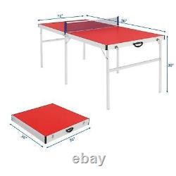 Table Pliable De Tennis De Table Table Extérieure / Intérieure Ping Pong Table Avec Raquettes Net Rouge