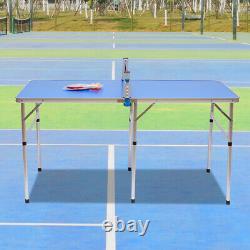 Table Pliante Tennis Ping Pong Salle De Jeu Intérieur Extérieur Avec Paddle & Balles Bleu