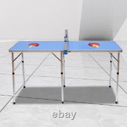Table Pliante Tennis Ping Pong Salle De Jeu Intérieur Extérieur Avec Paddle & Balles Bleu