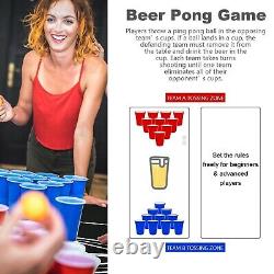 Table de Beer Pong pliable de 8 pieds avec poignée de transport, parfaite pour les jeux lors des soirées étudiantes.