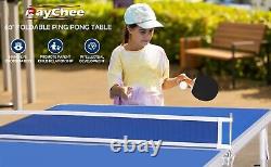 Table de Ping Pong de Taille Moyenne, Table de Tennis de Table Pliante avec Raquettes, Balles et Filet pour Intérieur