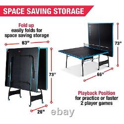 Table de Ping Pong de Tennis Intérieur de Taille Officielle avec 2 Raquettes, Balles, Pliable et avec Roulettes