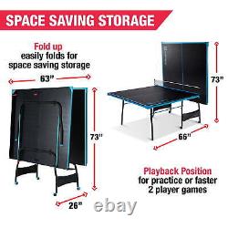 Table de Ping Pong de Tennis de Table Intérieur de Taille Officielle 2 Raquettes Balles Pliable et Roulettes