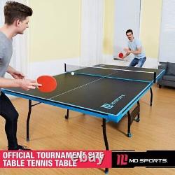 Table de Ping Pong de Tennis de Taille Officielle pour Intérieur et Extérieur avec 2 Raquettes et Balles Noir/Jaune