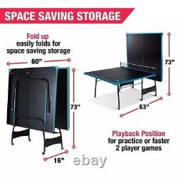 Table de Ping Pong de Tennis de Taille Officielle pour Intérieur et Extérieur avec 2 Raquettes et Balles Noir/Jaune