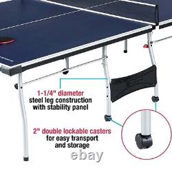 Table de Tennis de Ping Pong Taille Officielle Intérieure Pliable avec 2 Raquettes, Filet et Balles Neuve