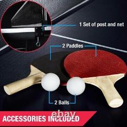 Table de Tennis de Ping Pong Taille Officielle Intérieure Pliable avec 2 Raquettes, Filet et Balles Neuve