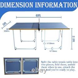 Table de Tennis de Table 6ft Ensemble de Jeu de Tennis de Table de Taille Moyenne Intérieur/Extérieur