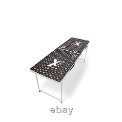 Table de beer pong monogramme noir et blanc de 6 pieds