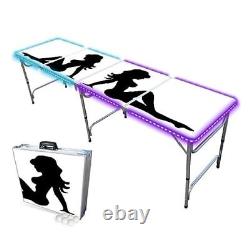 Table de beer pong pliable de 8 pieds avec lumières LED - Fille camionneur avec lumières LED