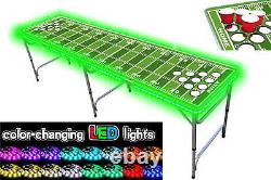 Table de beer pong professionnelle avec trous de gobelets en option, lumières LED.