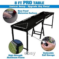 Table de bière GoPong PRO 8 pieds Premium résistante et robuste (noire, 36 pouces de hauteur) ×1