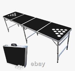 Table de bière pliante Partypong 8 pieds avec balles de pong et trous de gobelets optionnels/Led L