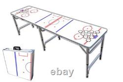 Table de bière pong de 8 pieds avec trous pour les gobelets et graphique de patinoire de hockey