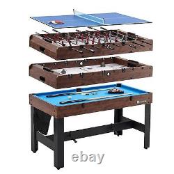 Table de jeu 4-en-1 avec babyfoot, hockey sur air, tennis de table et billard