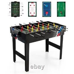 Table de jeu 4-en-1 multi-jeux Billard Hockey Tennis Baby-foot