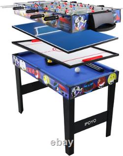 Table de jeu multifonction 4 en 1 pour enfants - Billard, hockey, soccer, football, tennis