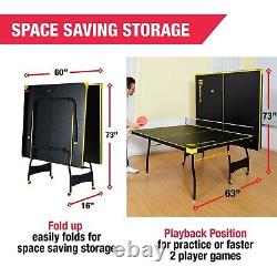 Table de ping-pong de taille officielle pour l'intérieur avec 2 raquettes et balles incluses