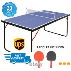 Table de ping-pong intérieure pliable de taille standard avec 2 raquettes et filet pour l'extérieur