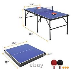 Table de ping-pong pliable - Table de tennis de table portable de 60 x 30 de petite taille en bleu marine