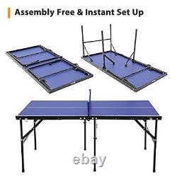 Table de ping-pong pliable - Table de tennis de table portable de 60 x 30 de petite taille en bleu marine