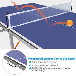 Table de ping-pong pliable de 6 pieds avec filet, 2 raquettes de ping-pong et 3 balles