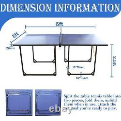 Table de ping-pong pliable de taille moyenne de 6 pieds pour jeux intérieurs et extérieurs