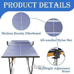 Table de ping-pong pliable de taille moyenne de 6 pieds pour jeux intérieurs et extérieurs