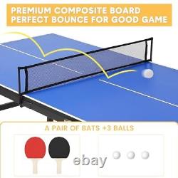 Table de ping-pong pliable, table de ping-pong portable avec 2 raquettes de ping-pong