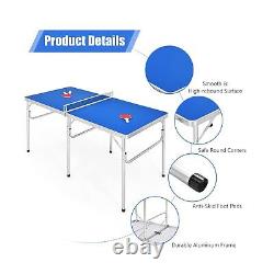 Table de ping-pong pliante Goplus, 100% préassemblée, table de tennis de table portable