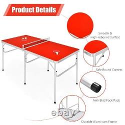 Table de ping-pong pliante Gotoplay, ensemble de jeu de tennis de table portable avec filet, 2 raquettes