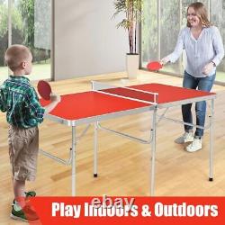 Table de ping-pong pliante Gotoplay, ensemble de jeu de tennis de table portable avec filet, 2 raquettes