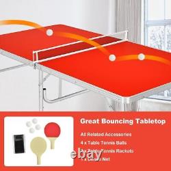 Table de ping-pong pliante Gotoplay, ensemble de jeu de tennis de table portable avec filet, 2 raquettes