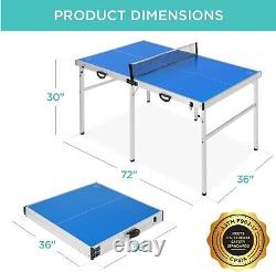 Table de ping-pong pliante Set de tennis de table intérieur extérieur Taille officielle Jeux de famille 4 P