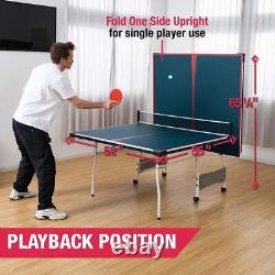 Table de ping-pong pliante compacte de taille moyenne MD Sports avec accessoires