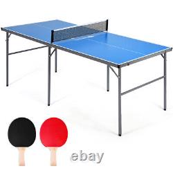 Table de ping-pong pliante portable Goplus 6'X3' avec accessoires pour l'intérieur