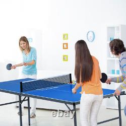 Table de ping-pong pliante portable Goplus 6'X3' avec accessoires pour l'intérieur