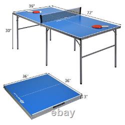 Table de ping-pong pliante portable Goplus 6'X3' avec accessoires pour l'intérieur