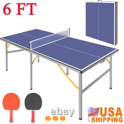 Table de ping-pong pliante pour tennis de table intérieur/extérieur avec filet, raquettes et balles de ping-pong
