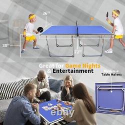 Table de ping-pong portable de 6 pieds avec filet de taille moyenne, 2 raquettes de tennis de table et 3 balles