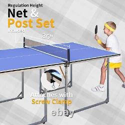 Table de ping-pong portable de 6 pieds avec filet de taille moyenne, 2 raquettes de tennis de table et 3 balles