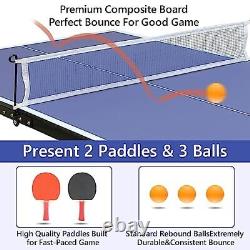 Table de ping-pong portable et pliable Petfu, ensemble de table de tennis de table avec filet et 2 raquettes