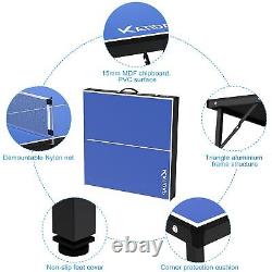 Table de ping-pong portable pour intérieur et extérieur avec filet bleu 60 x 26 x 27,5 pouces.