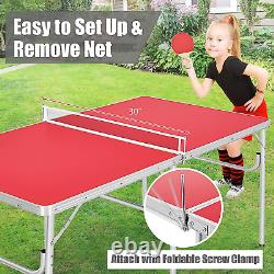 Table de ping-pong portable rouge pliante, ensemble de jeu de tennis de table, 60X30 pouces.