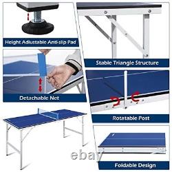 Table de ping-pong portable, table de tennis de table pliable de taille moyenne avec filet, 2 raquettes