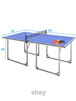 Table de taille moyenne de 6 pieds pour les jeux intérieurs et extérieurs avec filet, 2 raquettes de tennis de table