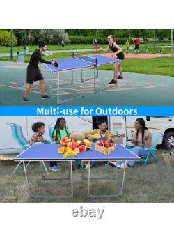 Table de taille moyenne de 6 pieds pour les jeux intérieurs et extérieurs avec filet, 2 raquettes de tennis de table